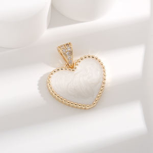 Perhiasan liontin zirkon berlapis emas 14k, hadiah perhiasan hati kuningan - Product Image 4