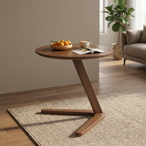 Table basse ronde en bois moderne, design mid-century, meubles de salon, base en bois massif durable - Product Image 4