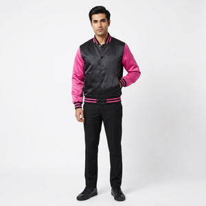 Chaqueta de Béisbol Satinada Unisex con Bordado Personalizado, 100% Algodón, Transpirable, Diseño Varsity, Cuello Alto, Tallas Grandes, Impermeable por Delante - Product Image 1