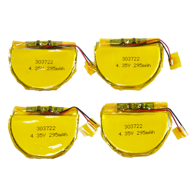 OEM ODM Lithium Ion Polymer 3.7V 4.35V 295mAh 303722 Round Li Ion Cell LiPo Batteries with Connector for Power Tools