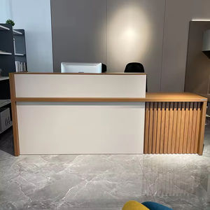 Mostrador de Recepción Moderno <span class=keywords><strong>y</strong></span> Lujoso Personalizado, Muebles de Oficina, Recepción con Revestimiento de Madera para Salón, <span class=keywords><strong>Spa</strong></span>, Comercio Minorista, <span class=keywords><strong>Hotel</strong></span> - Product Image 3