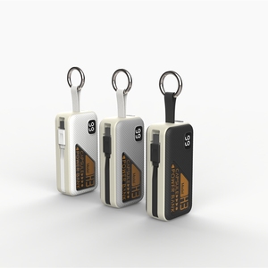 Promotion Gift Mini Power Bank 5000mah With Built-in Cables Digital Display Lanyard Capsule Keychain Portable Charger