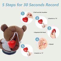 Enregistreur en forme de coeur en peluche jouet enregistreur audio activé par la voix avec lecture facile qualité sonore HD petite boîte de presse sonore