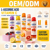 OEM Ácido Ascórbico Vitamina C Multivitamina A en Polvo para Bebidas, Mezcla Sólido-Líquido con Tapa Separadora para Agua Potable, Fabricación Personalizada