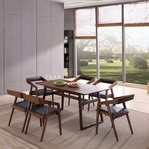Sedia da Pranzo <span class=keywords><strong>in</strong></span> <span class=keywords><strong>Legno</strong></span> Massello di Noce, Stile Nordico Minimalista, Colore Nero, Mobili per Sala da Pranzo a Prezzo Scontato - Product Image 1