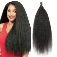 Extensions de cheveux Yaki lisses, à micro-anneaux, en cheveux humains vierges, pour femmes