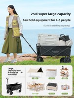 Chariot pliant d'extérieur robuste en acier et tissu Oxford à quatre roues avec freins anti-retournement pour camping et pique-nique OEM OBM