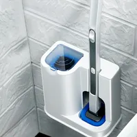 JOYBOS Sikat Toilet Sekali Pakai, Sikat Toilet Pegangan Panjang untuk Rumah Tangga Terpasang Di Dinding, Sikat Toilet Hitam
