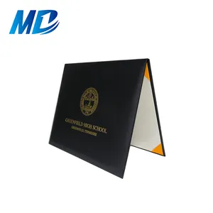 Certificate Holder Custom Logo Black Letter Size Leatherette Certificate Holder Diploma Cover With Satin Corner