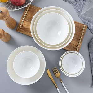 Nuovo commercio all'ingrosso Bone <span class=keywords><strong>China</strong></span> ciotola di Ramen in ceramica bianca personalizzata con Logo modello per zuppa insalata di frutta uso per feste - Product Image 4