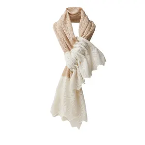 Plain Luxury Ladies Long Warm Soft Pashmina Shawls Blanket Wraps Women Winter Custom Knitted 100% Pure Cashmere Crochet Scarf