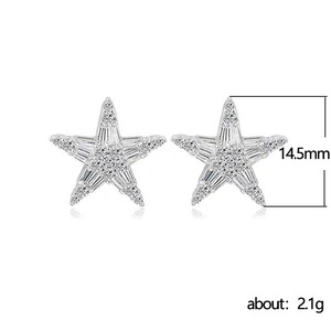 Orecchini a stella a cinque punte con cristalli pavé per donna, accessori dolci e minimalisti per l'uso quotidiano - Product Image 6