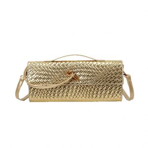Bolso de Noche Pequeño de PU Tejido con Cierre, Estilo Nuevo 2026, Superventas en Comercio Exterior Transfronterizo, de Poliéster, Tipo Acordeón Horizontal, Color Caramelo - Product Image 5