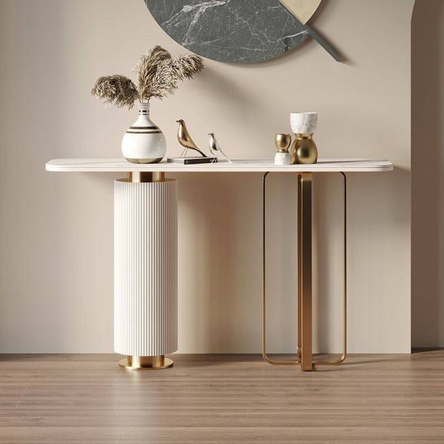 2026 Modern Luxury Fashion Stone Console Table Hallway Table Elegant Design Hotel Entry Decorative Porch Table