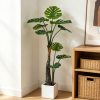 Grand arbre tropical artificiel Monstera Deliciosa écologique, design détachable pour la décoration moderne des maisons et des halls d'hôtels