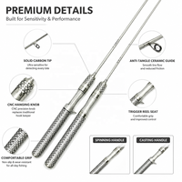 Canne à pêche spinning et casting en fibre de carbone haute performance, action rapide, ultra-légère, 2 brins, pour la pêche en lac, pour truites et bass, 1.68m, 1.8m, 1.98m, vente en gros
