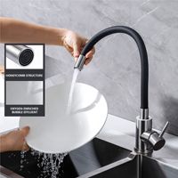 Robinet de cuisine moderne et minimaliste en acier inoxydable pour le commerce extérieur, avec cartouche céramique, à poser sur comptoir, eau chaude et froide