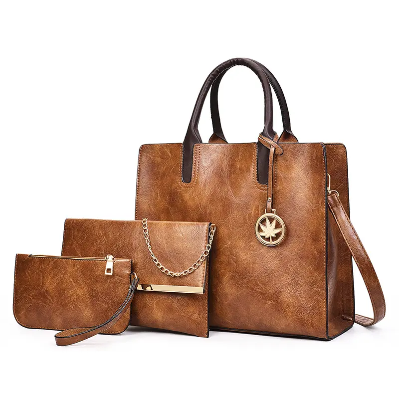 China wholesale women's handbags 2022 brand women shoulder bags high quality pu leather handbags set