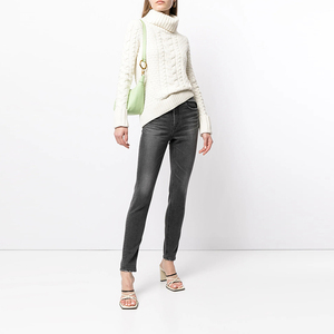 Tùy Chỉnh Womens Cao Eo Skinny Jeans Co Giãn Màu Xám Rửa Sexy Mùa Hè Jeggings Nút Đầy Đủ Chiều Dài Denim Túi - Product Image 1