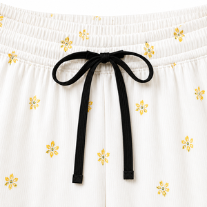 Ensemble de pyjama côtelé en coton imprimé sur toute la surface pour femme, haut boutonné à manches courtes et short assorti, doux et respirant, deux pièces - Product Image 4
