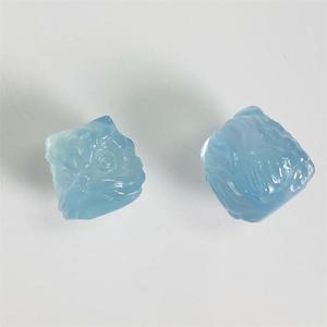 Accesorios Retro de Tallado de Aguamarina Natural con Diseño de León Despertando, Hechos a Mano, para Pulseras, Cuerda Trenzada, para Joyería - Product Image 4