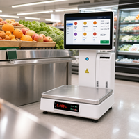 Terminal de point de vente avec reconnaissance IA, écran tactile 15,6 pouces, affichage LED 8 chiffres, imprimante de reçus et d'étiquettes 58 mm, Windows Intel I3