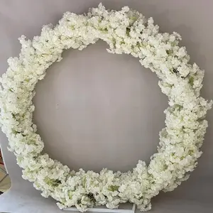 शादी के स्टेज की सजावट के लिए चीनी निर्माता पम्पास घास व्यवस्था पुष्प आर्क गोल कृत्रिम फूल वेडिंग आर्क