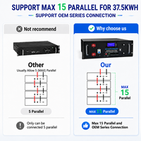 Batterie LiFePO4 personnalisable 24V 48V 100Ah 25.6V 51.2V 5Kwh 2.5KWh à montage en rack pour le stockage dans les centres de données