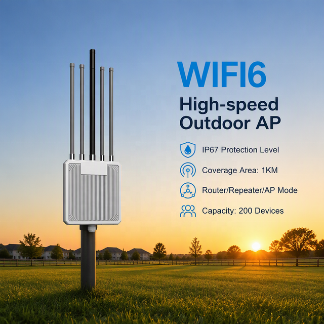 WiFi6 Outdoor Wireless Access Point AX3000 Dual Band 3000Mbps PoE Support Mesh Mode Long Range 1KM Coverage Factory Wholesale