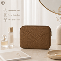 Bolsa de Cosméticos Acolchada, Bolsa de Maquillaje Topográfica de Poliéster, Organizador de Viaje Impermeable, Venta al por Mayor, Logotipo Personalizado OEM, GWP