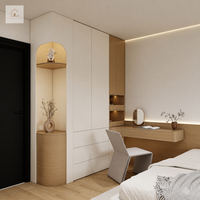 Armoires modulaires XINGRUO, armoire murale, finition mate, placage chêne, vasque flottante LED