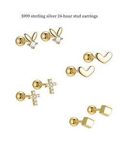 Vente en gros de boucles d'oreilles en argent sterling S999 pour garder le piercing sans enlever la tige de Bouchons d'oreille de mode goujon d'os d'oreille avancé - Product Image 2