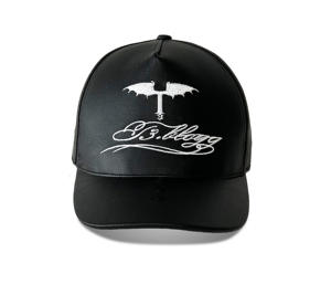 หมวกหนังสีดำปี 2026 แบบ 5 ชิ้นส่วน ทรงแข็ง พร้อมโลโก้ปักด้านหน้า สายรัดแบบกำหนดเองด้านใน และโลโก้ปักด้านหลัง - Product Image 2