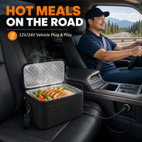 Chauffe-plat électrique avec cordons d'alimentation pour la maison et la voiture et une bandoulière pour les jours de travail, les voyages et les repas en plein air