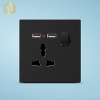 Prise murale multifonctionnelle 13A 250V avec interrupteur, panneau en plastique, prise de courant avec double port USB pour appareils électroménagers