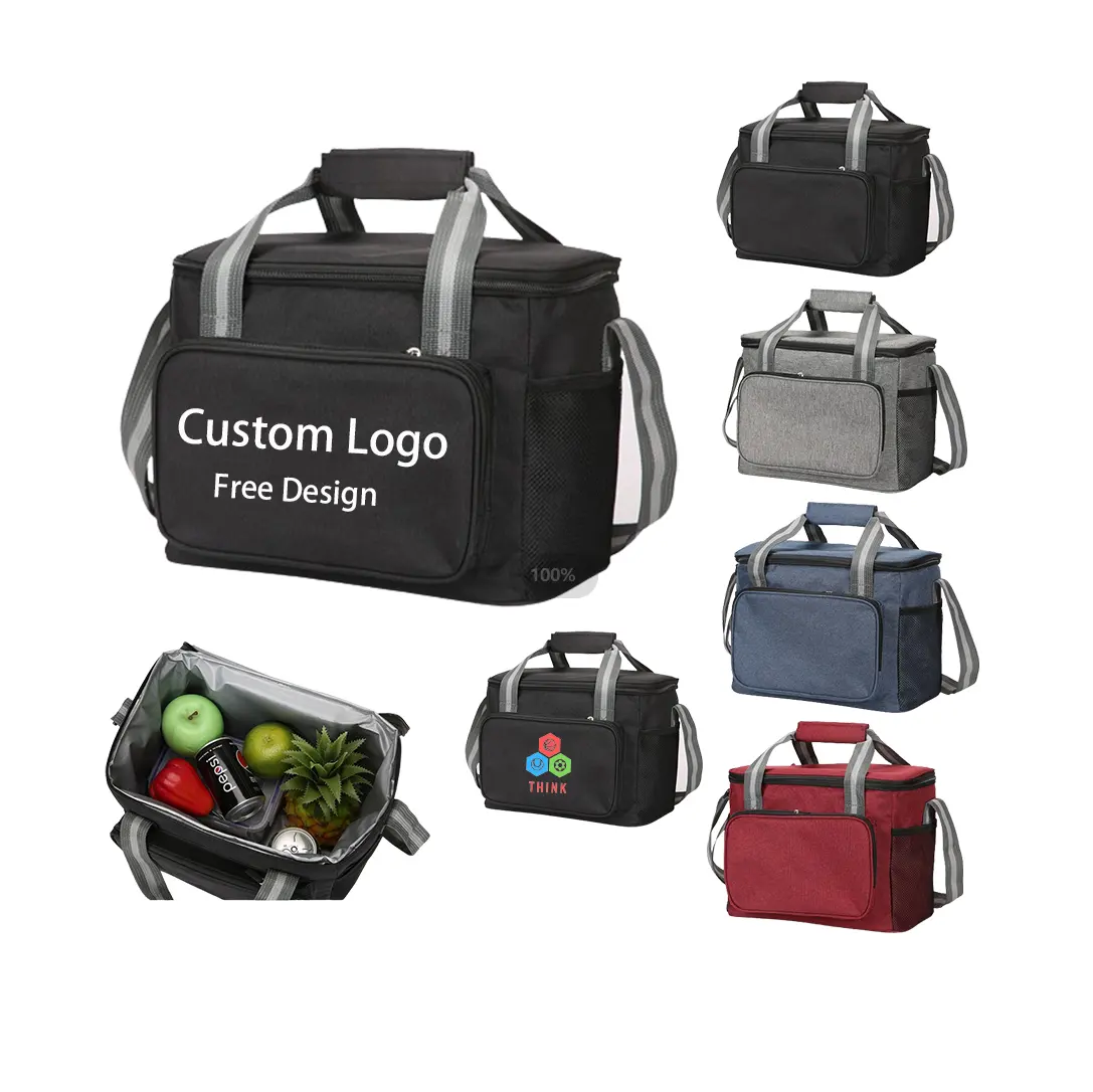 Custom Logo Cooler Bags Waterproof Reusable Thermal Insulated Beach Cooler Bag Soft Black Food Picnic Cooler Lunch Box Bag