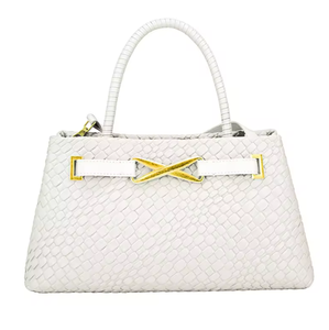 Bolso de mano retro de moda para mujer, bolso tejido de cuero PU, bolso bandolera de lujo para mujer, bolso tote. - Product Image 3