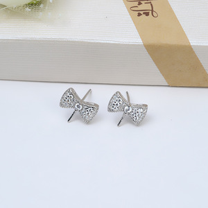 Anillo de Plata S925 con Lazo, Juego de Aretes Finos, Colgante Personalizado para Mujer con Cadena de Perlas, Bandeja Vacía para Accesorios DIY, Nuevo 1349 - Product Image 4