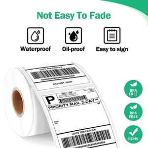 Rollo de papel de etiquetas de envío 4x6 de fábrica, rollo de papel adhesivo de etiqueta térmica sin tinta de 100x150mm - Product Image 4