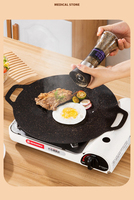 Penjualan Langsung Pabrik Wajan Panggang Barbekyu Outdoor untuk Camping, Wajan Besi Cor, Oven Kaset Teppanyaki, Kompatibel dengan Gas dan Induksi