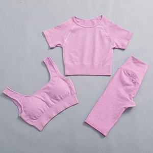 Conjunto de Yoga sin Costuras al por Mayor, Ropa Deportiva de 3 Piezas para Gimnasio, Conjunto de Yoga para Mujer, Conjuntos de Entrenamiento, Top de Yoga y Traje Deportivo - Product Image 6
