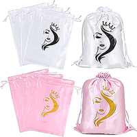Stockage de perruques Sacs de perruque en satin de soie avec emballage de cintre Extensions de cheveux et perruques et faisceaux pour salon à domicile