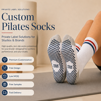 Chaussettes de Pilates antidérapantes respirantes personnalisées - Chaussettes de yoga mi-mollet en coton doux antidérapantes avec logo personnalisé pour studio et entraînement à domicile
