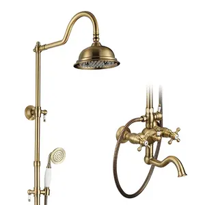 317 Douche Set Vintage Classic Gold Drie Functie Badkamer Douche Kraan