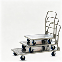 Carretilla Plegable de Acero Inoxidable, Carro de Transporte Portátil para Logística de Almacén y Movimiento de Mercancías