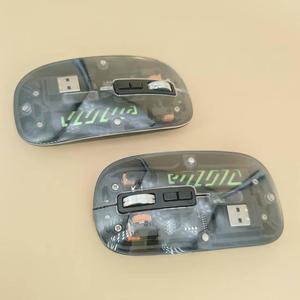 Màu Đen Trong Suốt Xách Tay Quang Bt5.2 Chuột Không Dây 2.4G 3D <span class=keywords><strong>Mini</strong></span> Chơi Game Có Thể Sạc Lại Ergonomic Backlit USB Im Lặng Cho Nhà - Product Image 4