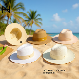 Chapeau Fedora avec décoration en ruban, 180 pièces, couleurs assorties, protection solaire d'été, large bord, accessoire de mode élégant - Product Image 3