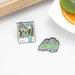 Broche en émail personnalisée avec motif forêt/<span class=keywords><strong>montagne</strong></span> pour Photo, sac <span class=keywords><strong>de</strong></span> Camping, vêtements, Badge <span class=keywords><strong>de</strong></span> revers, vente en gros, 9 pièces - Product Image 6