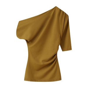 Osisa 2025 – Nouveau T-shirt d'été pour femme avec boucle métallique, élégant, <span class=keywords><strong>asymétrique</strong></span> à épaule dénudée, manches courtes simples - Product Image 3