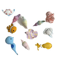 Peluche Amigurumi Faite Main au Crochet Animaux Marins Mignons Poisson Requin Pieuvre Poupée Rembourrée Porte-clés Breloque de Sac Cadeau Personnalisé avec Logo